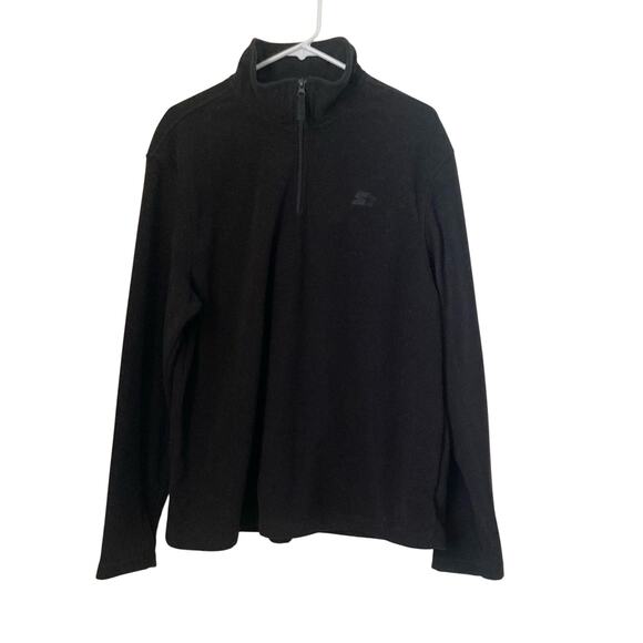 Starter Men's Pull Over Top Long Sleeve Black Waffle Knit Size L 1/4 Zip - Picture 1 of 6